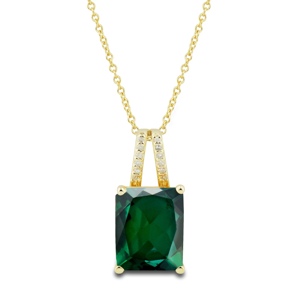Lab-Created Emerald Ring, Earring & Necklace Set 1/5 ct tw Diamonds 10K Yellow Gold QpIHITNB Lab-Created Emerald Ring, Earring & Necklace Set 1/5 ct tw Diamonds 10K Yellow Gold QpIHITNB