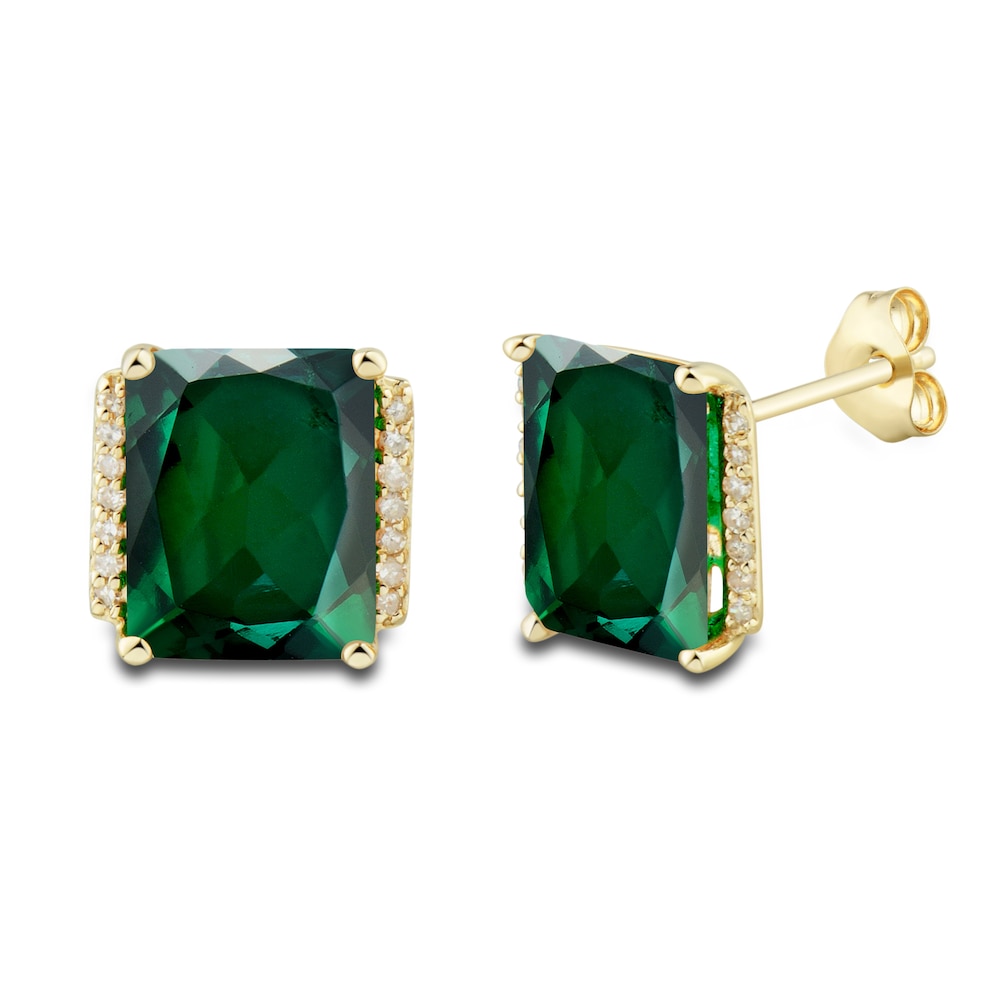 Lab-Created Emerald Ring, Earring & Necklace Set 1/5 ct tw Diamonds 10K Yellow Gold QpIHITNB Lab-Created Emerald Ring, Earring & Necklace Set 1/5 ct tw Diamonds 10K Yellow Gold QpIHITNB
