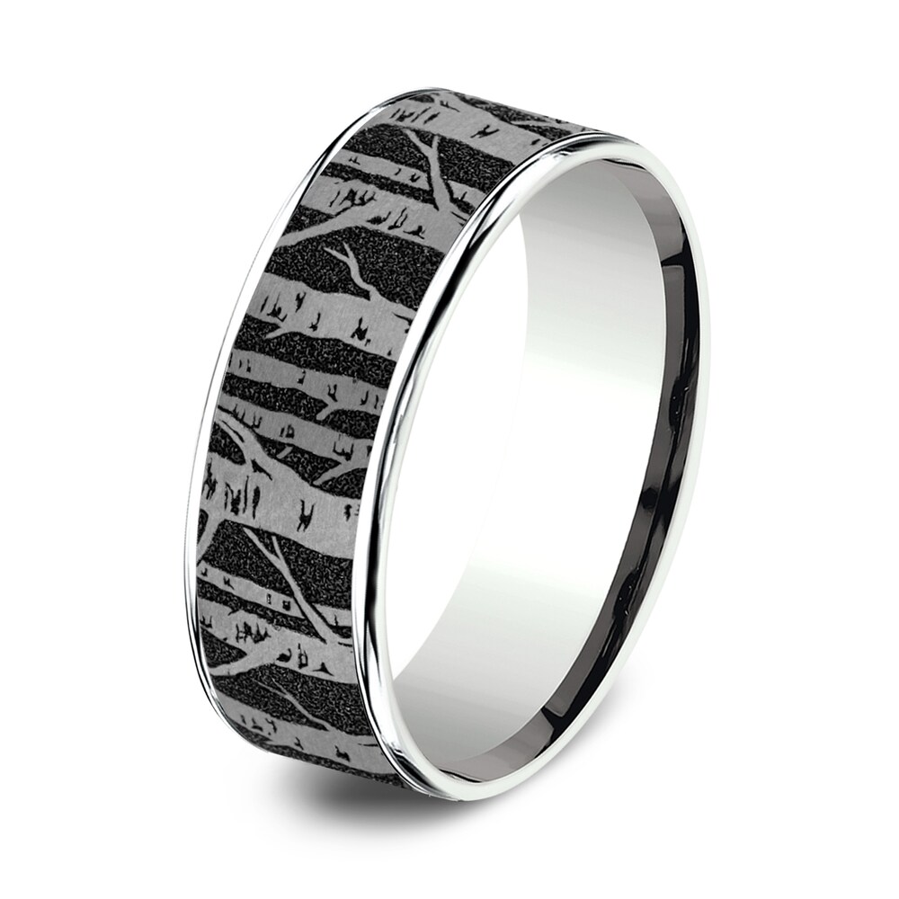 Men\'s Birch Wedding Band Titanium/14K White Gold 7.5mm R2ASezd1 Men\'s Birch Wedding Band Titanium/14K White Gold 7.5mm R2ASezd1