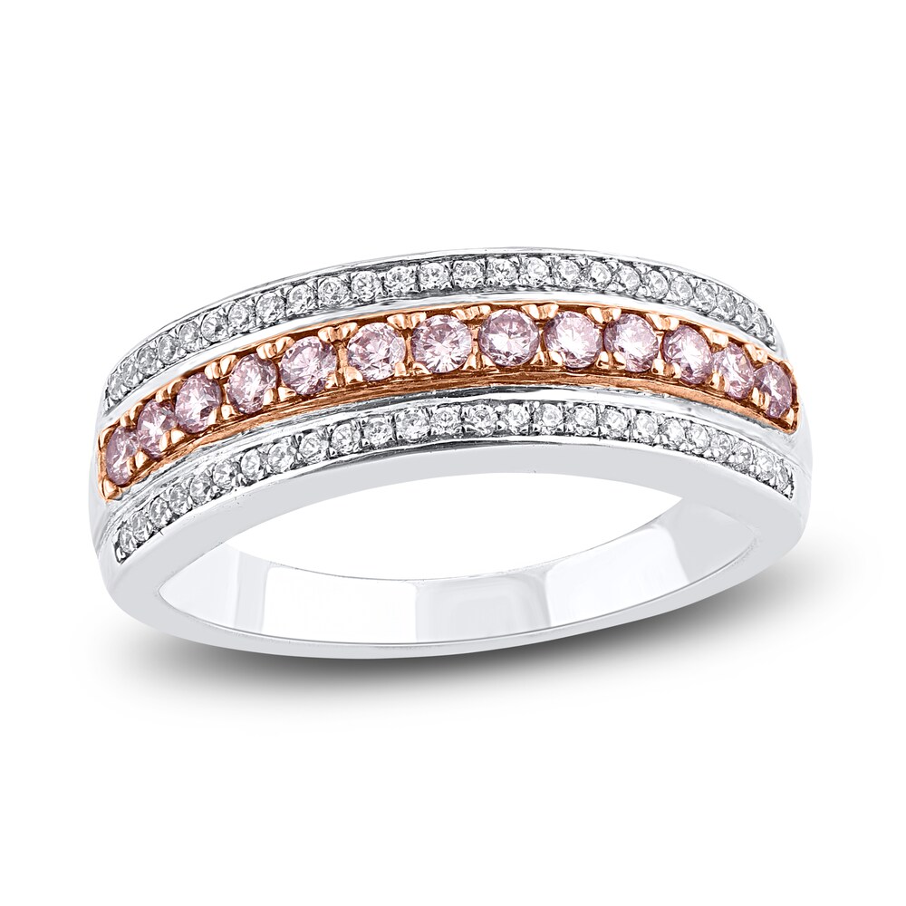 Pink & White Diamond Anniversary Band 1/2 ct tw Round 14K Two-Tone Gold R4OWncCd Pink & White Diamond Anniversary Band 1/2 ct tw Round 14K Two-Tone Gold R4OWncCd