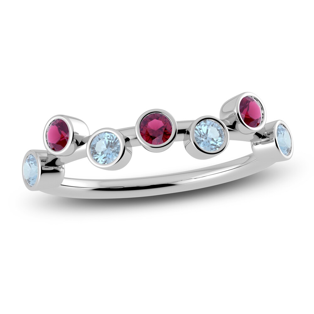 Juliette Maison Natural Aquamarine & Natural Rhodolite Garnet Ring 10K White Gold R9s49GuD Juliette Maison Natural Aquamarine & Natural Rhodolite Garnet Ring 10K White Gold R9s49GuD