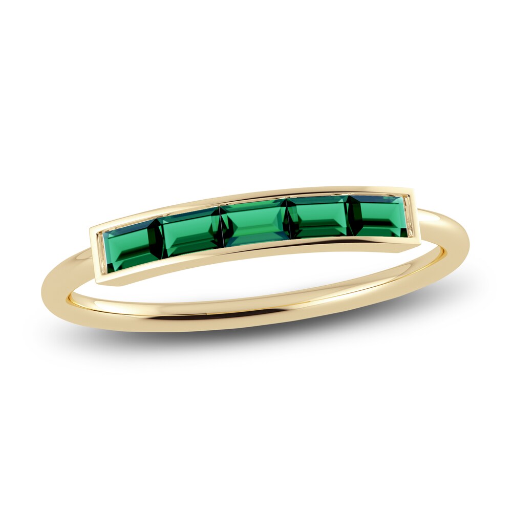Juliette Maison Natural Emerald Baguette Bar Ring 10K Yellow Gold RR6ORs7w Juliette Maison Natural Emerald Baguette Bar Ring 10K Yellow Gold RR6ORs7w