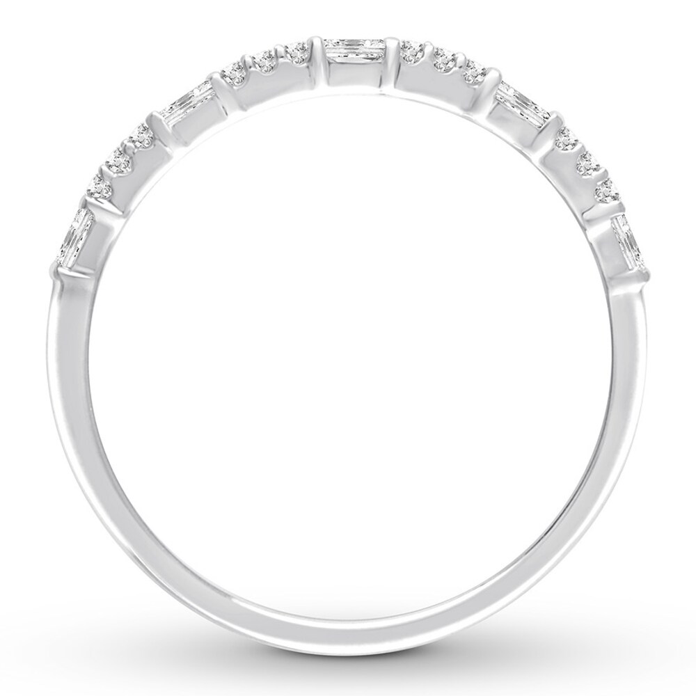 Diamond Anniversary Ring 1/6 ct tw Round/Baguette 14K White Gold RVjs8Jwt Diamond Anniversary Ring 1/6 ct tw Round/Baguette 14K White Gold RVjs8Jwt