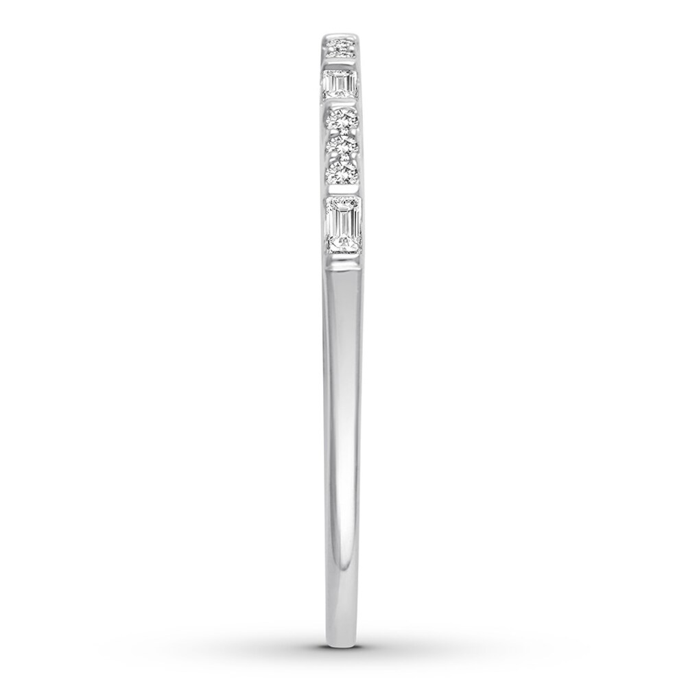 Diamond Anniversary Ring 1/6 ct tw Round/Baguette 14K White Gold RVjs8Jwt Diamond Anniversary Ring 1/6 ct tw Round/Baguette 14K White Gold RVjs8Jwt