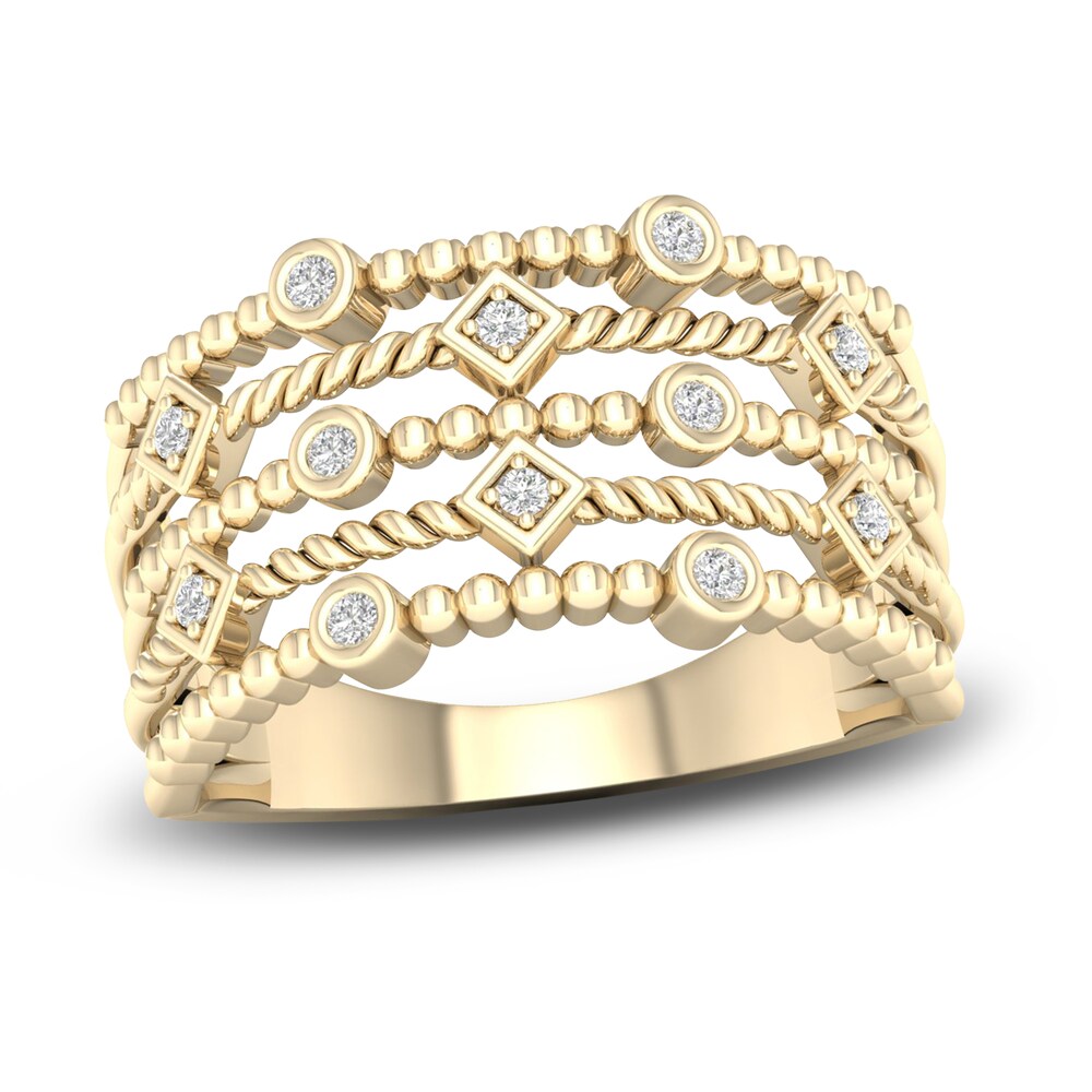 Diamond Beaded Bezel Wedding Band 1/10 ct tw Round 14K Yellow Gold RiJ7q6H5 Diamond Beaded Bezel Wedding Band 1/10 ct tw Round 14K Yellow Gold RiJ7q6H5