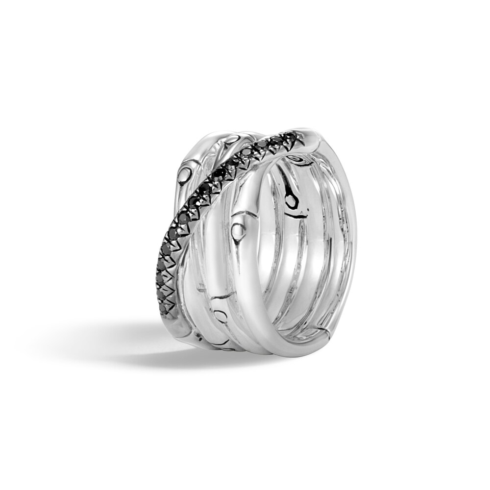 John Hardy Bamboo Ring Natural Black Sapphire/Natural Black Spinel Sterling Silver RmiCOHkB