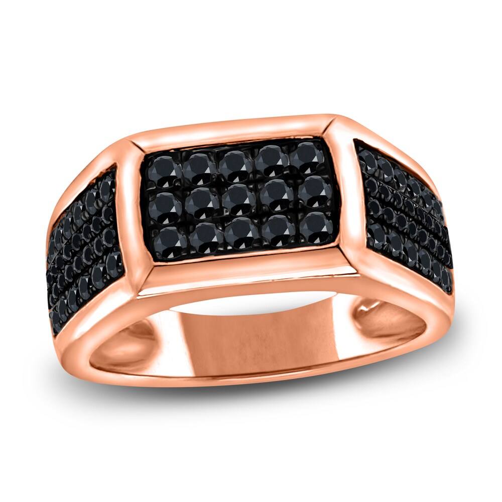 Men's Black Diamond Anniversary Ring 3/4 ct tw Round 14K Rose Gold SKGsjlDG Men's Black Diamond Anniversary Ring 3/4 ct tw Round 14K Rose Gold SKGsjlDG
