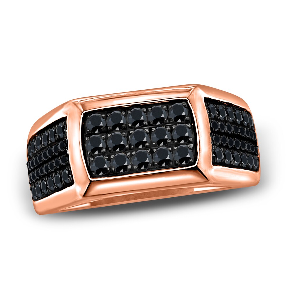 Men\'s Black Diamond Anniversary Ring 3/4 ct tw Round 14K Rose Gold SKGsjlDG Men\'s Black Diamond Anniversary Ring 3/4 ct tw Round 14K Rose Gold SKGsjlDG