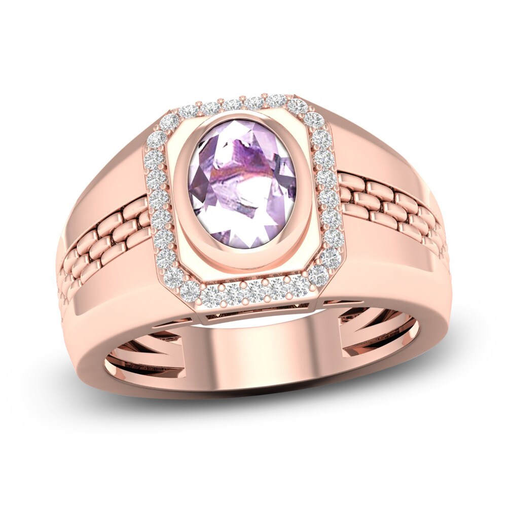 Natural Pink Quartz Ring 1/6 ct tw Diamonds 14K Rose Gold SQvZy8Ut Natural Pink Quartz Ring 1/6 ct tw Diamonds 14K Rose Gold SQvZy8Ut