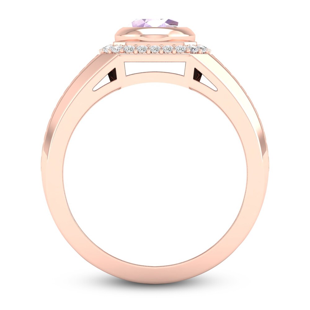 Natural Pink Quartz Ring 1/6 ct tw Diamonds 14K Rose Gold SQvZy8Ut Natural Pink Quartz Ring 1/6 ct tw Diamonds 14K Rose Gold SQvZy8Ut