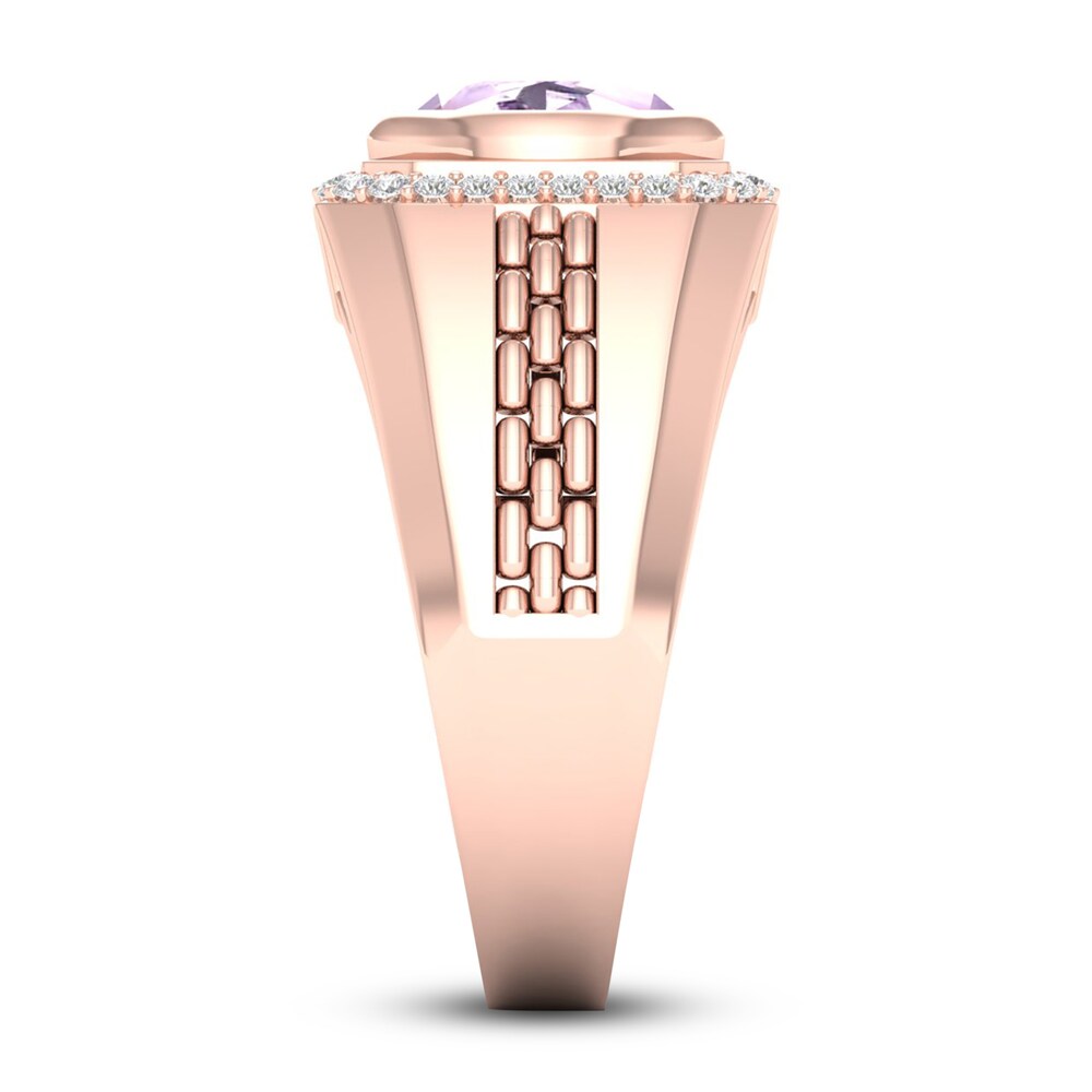 Natural Pink Quartz Ring 1/6 ct tw Diamonds 14K Rose Gold SQvZy8Ut Natural Pink Quartz Ring 1/6 ct tw Diamonds 14K Rose Gold SQvZy8Ut