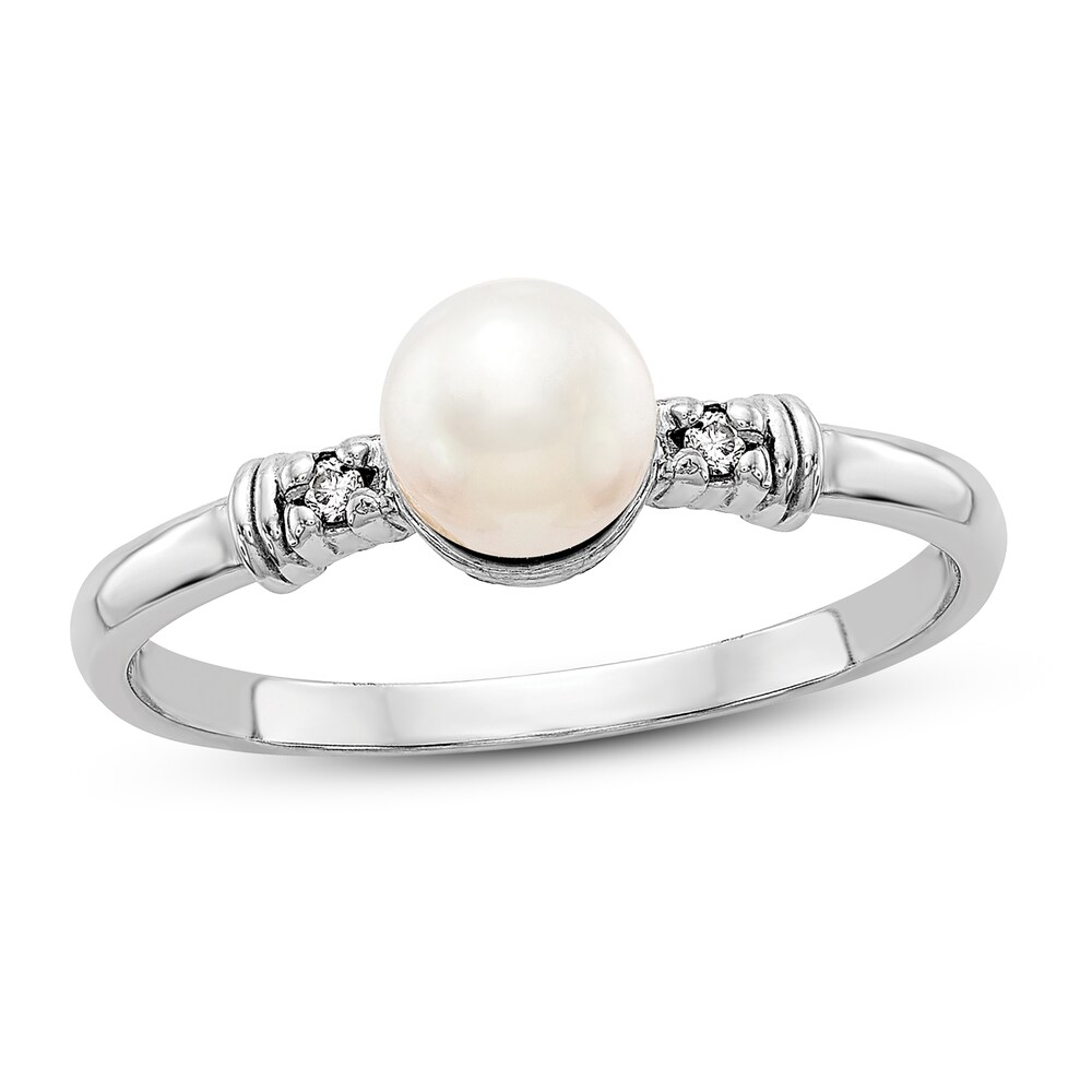 Cultured Freshwater Pearl Ring Diamond Accent 14K White Gold SSb5SVos Cultured Freshwater Pearl Ring Diamond Accent 14K White Gold SSb5SVos