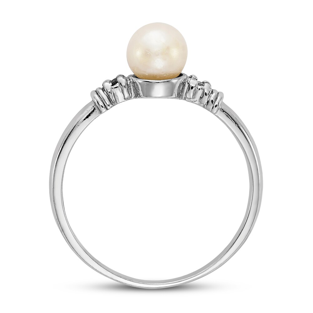Cultured Freshwater Pearl Ring Diamond Accent 14K White Gold SSb5SVos Cultured Freshwater Pearl Ring Diamond Accent 14K White Gold SSb5SVos