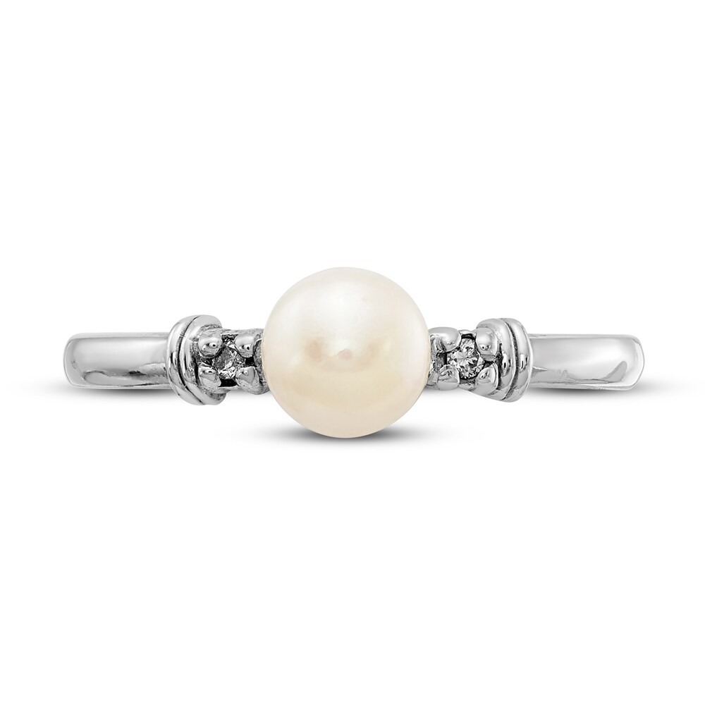 Cultured Freshwater Pearl Ring Diamond Accent 14K White Gold SSb5SVos Cultured Freshwater Pearl Ring Diamond Accent 14K White Gold SSb5SVos