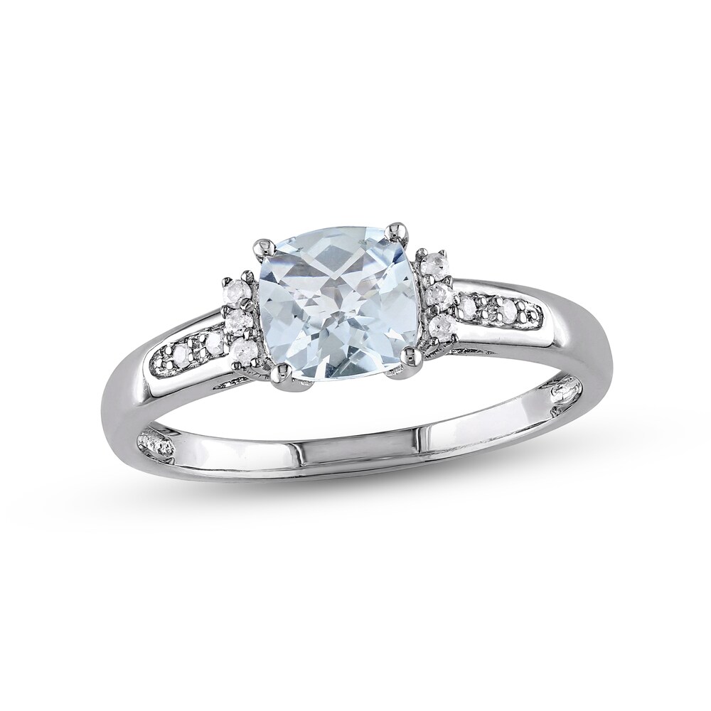 Aquamarine Ring 1/20 ct tw Diamonds Sterling Silver SU6XiNU8 Aquamarine Ring 1/20 ct tw Diamonds Sterling Silver SU6XiNU8