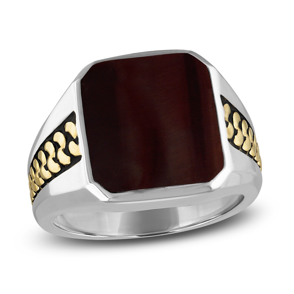 1933 by Esquire Men\'s Natural Chalcedony Ring 14K Two-Tone Gold/Sterling Silver SbwvMghf