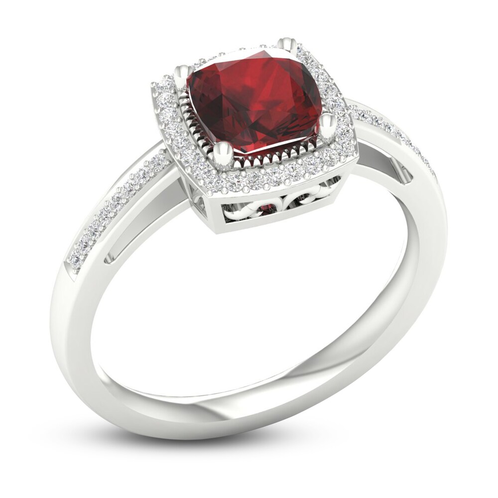 Natural Garnet & Lab-Created White Sapphire Ring Sterling Silver Sih2eIq1 Natural Garnet & Lab-Created White Sapphire Ring Sterling Silver Sih2eIq1