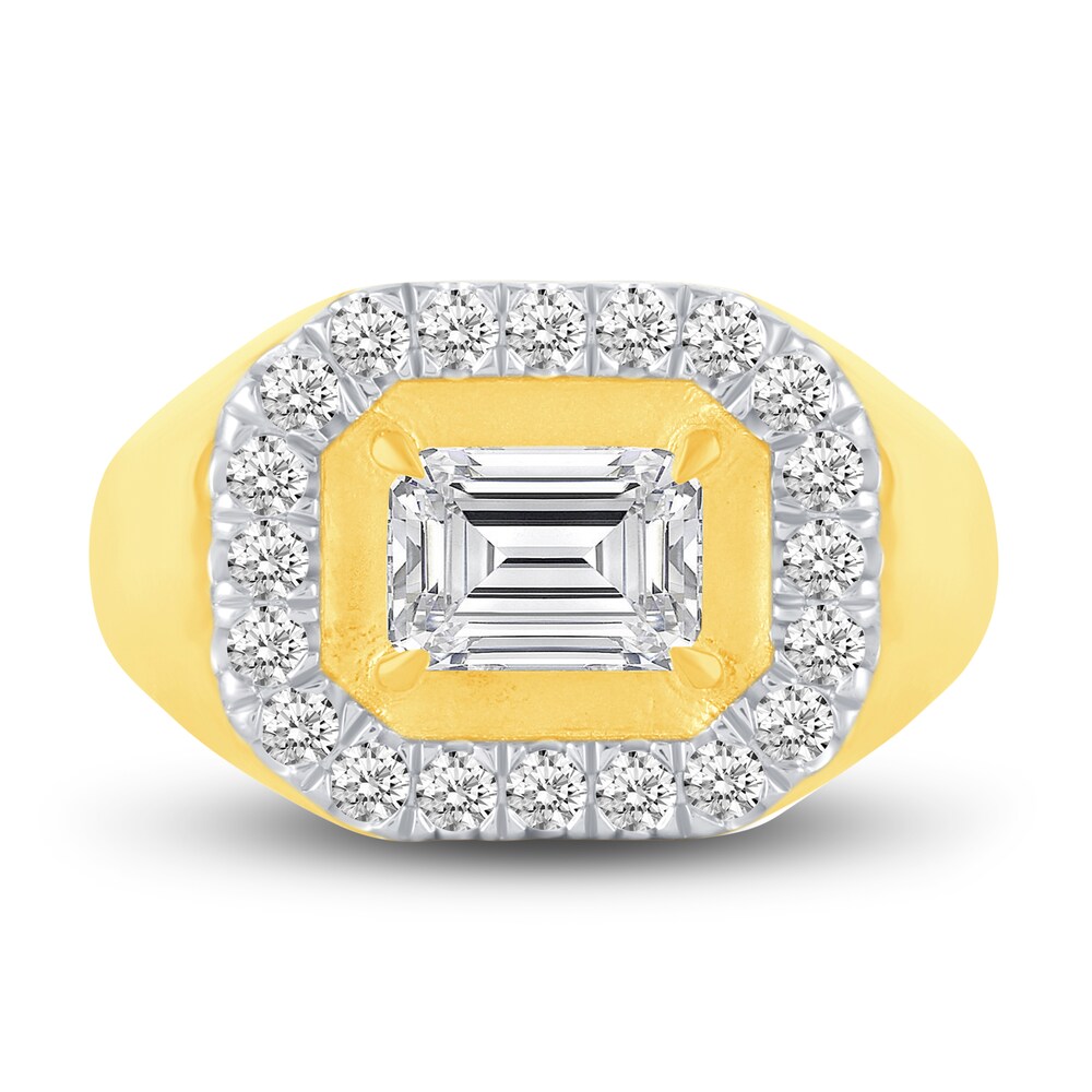 Certified Lab-Created Diamond Halo Ring 2 ct tw Emerald/Round 14K Yellow Gold SnYcMuqT Certified Lab-Created Diamond Halo Ring 2 ct tw Emerald/Round 14K Yellow Gold SnYcMuqT