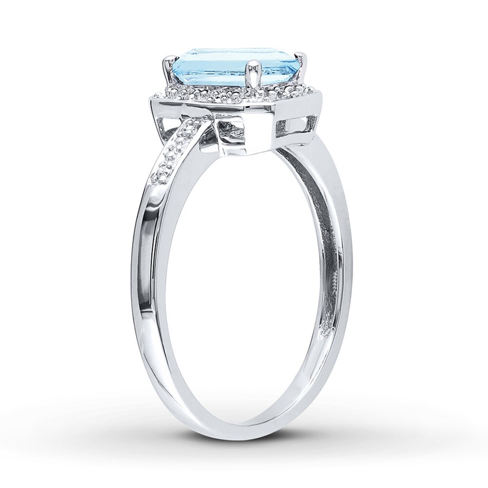 Aquamarine Ring 1/20 ct tw Diamonds 10K White Gold SopYkohp Aquamarine Ring 1/20 ct tw Diamonds 10K White Gold SopYkohp