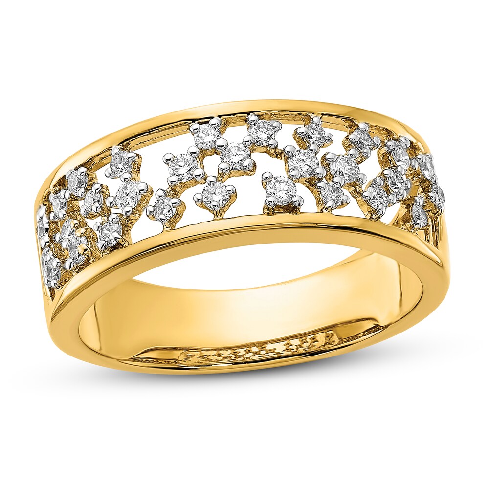 Diamond Cluster Open Ring 1/3 ct tw Round 14K Yellow Gold Sp8kroId Diamond Cluster Open Ring 1/3 ct tw Round 14K Yellow Gold Sp8kroId