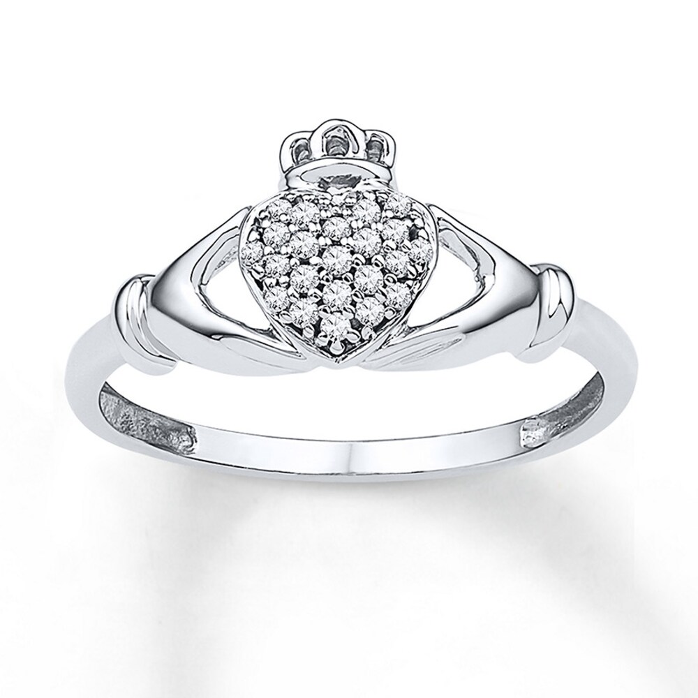 Diamond Claddagh Ring 1/10 ct tw Round-cut 10K White Gold SvI9ovqi Diamond Claddagh Ring 1/10 ct tw Round-cut 10K White Gold SvI9ovqi