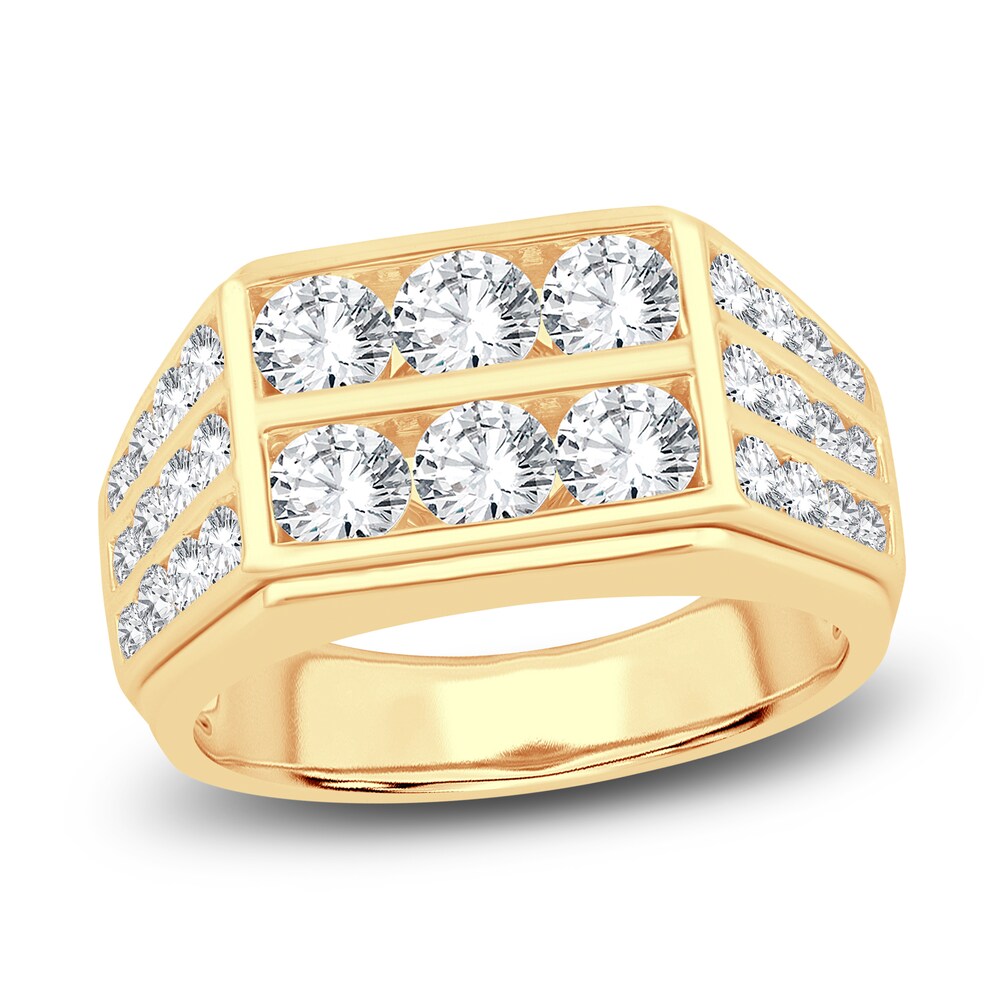 Men\'s Lab-Created Diamond Ring 3 ct tw Round 14K Yellow Gold SwLzHQ3E Men\'s Lab-Created Diamond Ring 3 ct tw Round 14K Yellow Gold SwLzHQ3E