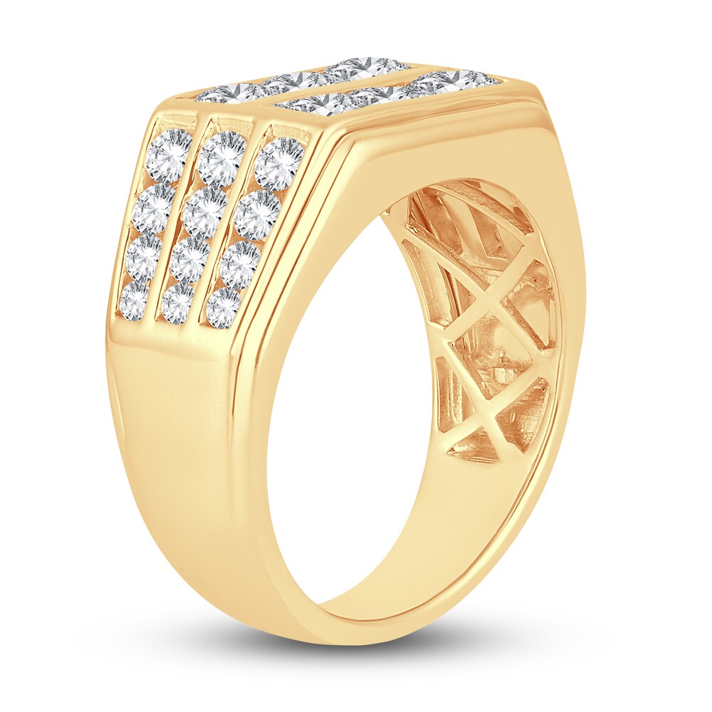 Men\'s Lab-Created Diamond Ring 3 ct tw Round 14K Yellow Gold SwLzHQ3E Men\'s Lab-Created Diamond Ring 3 ct tw Round 14K Yellow Gold SwLzHQ3E