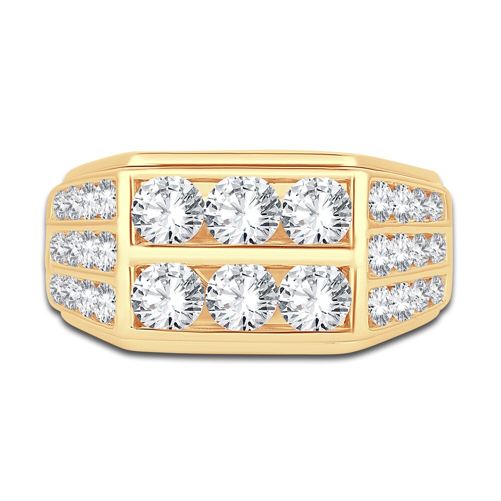 Men\'s Lab-Created Diamond Ring 3 ct tw Round 14K Yellow Gold SwLzHQ3E Men\'s Lab-Created Diamond Ring 3 ct tw Round 14K Yellow Gold SwLzHQ3E
