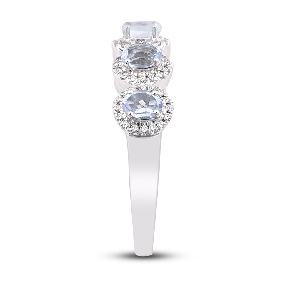 Natural Aquamarine Anniversary Ring 1/4 ct tw Diamonds 14K White Gold T2QaF5HH Natural Aquamarine Anniversary Ring 1/4 ct tw Diamonds 14K White Gold T2QaF5HH