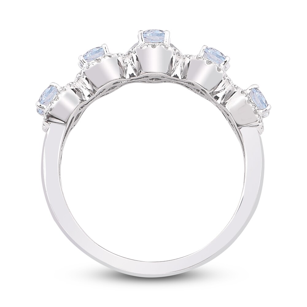 Natural Aquamarine Anniversary Ring 1/4 ct tw Diamonds 14K White Gold T2QaF5HH Natural Aquamarine Anniversary Ring 1/4 ct tw Diamonds 14K White Gold T2QaF5HH