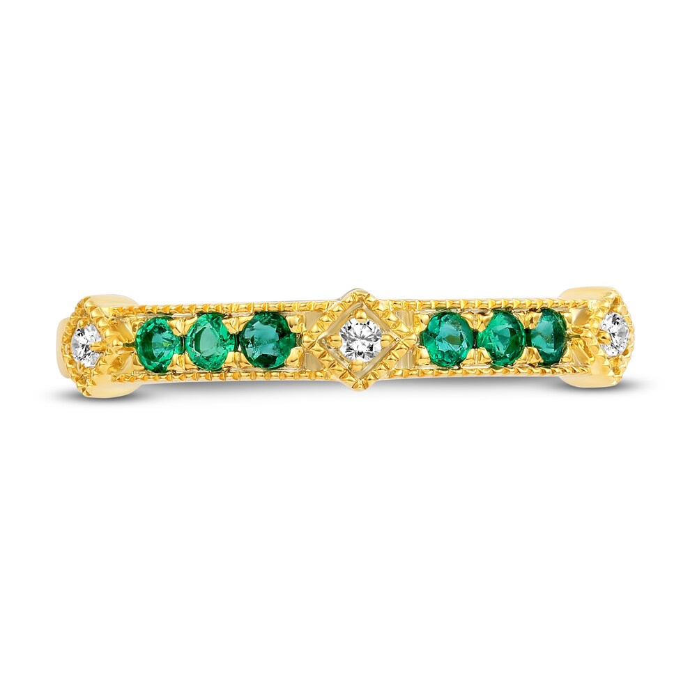 Natural Emerald Ring 1/20 ct tw Diamonds 14K Yellow Gold THkvrnoA Natural Emerald Ring 1/20 ct tw Diamonds 14K Yellow Gold THkvrnoA