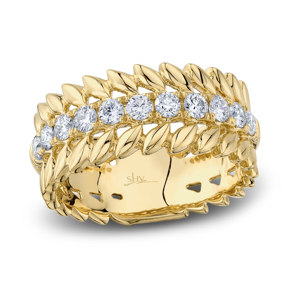 Shy Creation Diamond Leaf Ring 5/8 ct tw Round 14K Yellow Gold SC55022938V2 TMkGM5NW Shy Creation Diamond Leaf Ring 5/8 ct tw Round 14K Yellow Gold SC55022938V2 TMkGM5NW