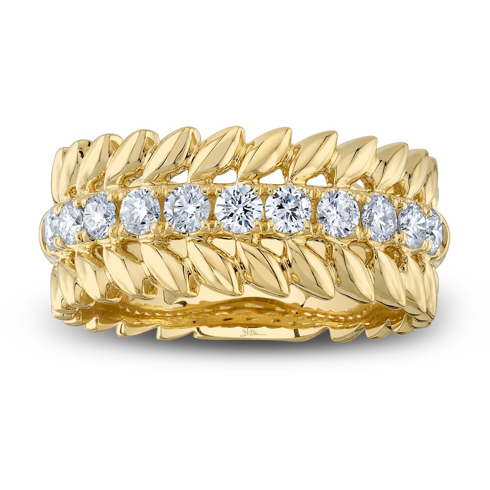 Shy Creation Diamond Leaf Ring 5/8 ct tw Round 14K Yellow Gold SC55022938V2 TMkGM5NW Shy Creation Diamond Leaf Ring 5/8 ct tw Round 14K Yellow Gold SC55022938V2 TMkGM5NW