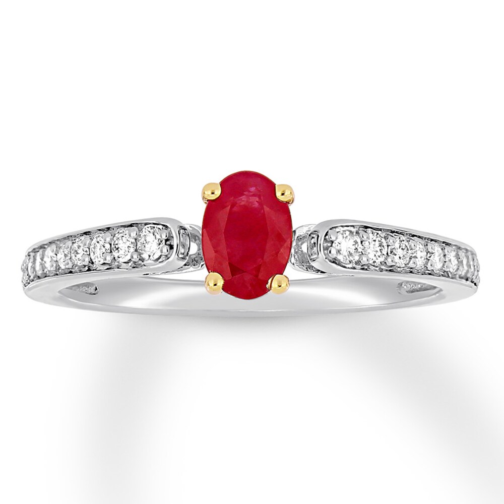 Natural Ruby Ring 1/8 ct tw Diamonds 10K Two-Tone Gold TQ4g1NWy Natural Ruby Ring 1/8 ct tw Diamonds 10K Two-Tone Gold TQ4g1NWy
