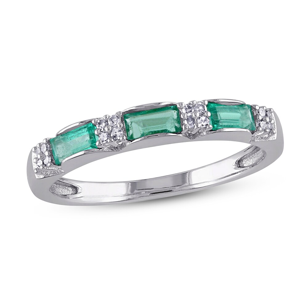 Natural Emerald Ring 1/15 ct tw Diamonds 10K White Gold TQCWztNo Natural Emerald Ring 1/15 ct tw Diamonds 10K White Gold TQCWztNo