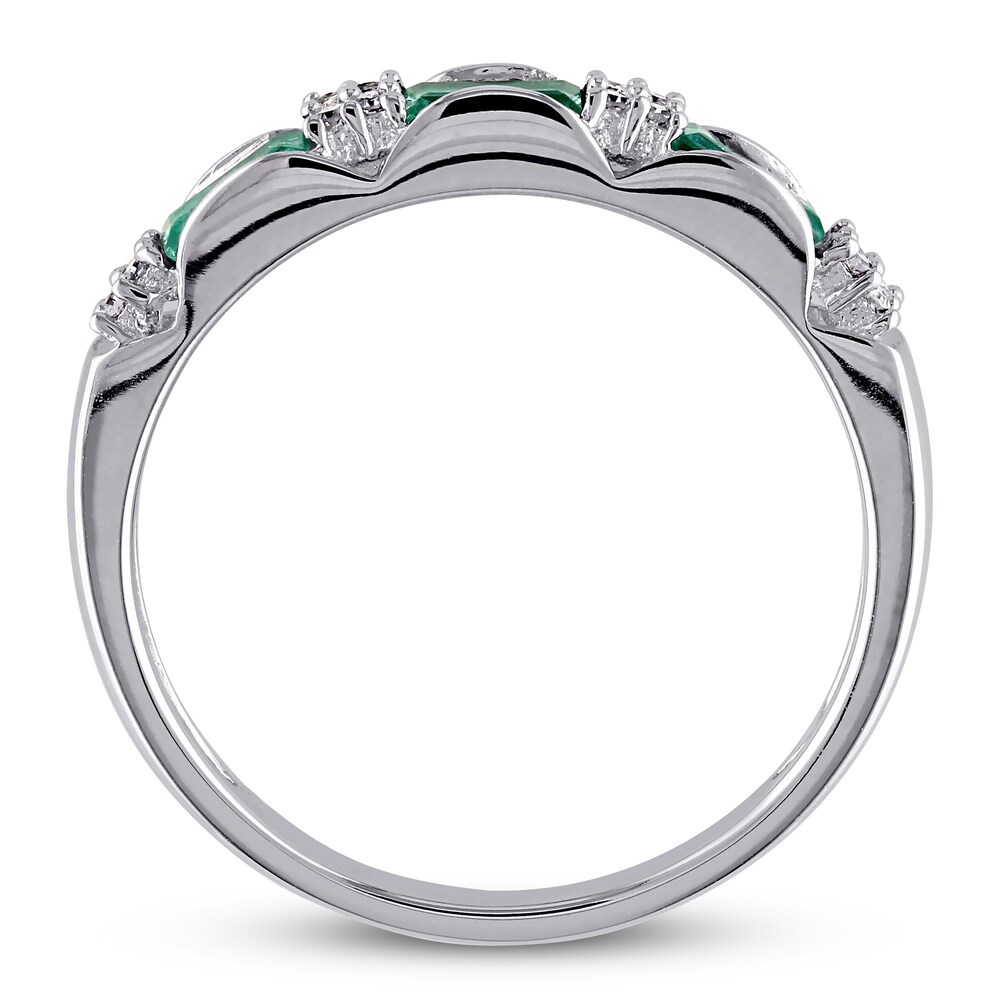 Natural Emerald Ring 1/15 ct tw Diamonds 10K White Gold TQCWztNo Natural Emerald Ring 1/15 ct tw Diamonds 10K White Gold TQCWztNo