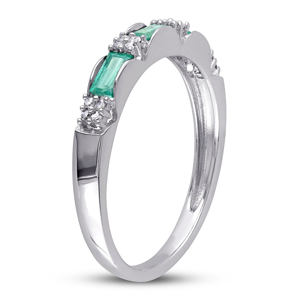 Natural Emerald Ring 1/15 ct tw Diamonds 10K White Gold TQCWztNo Natural Emerald Ring 1/15 ct tw Diamonds 10K White Gold TQCWztNo
