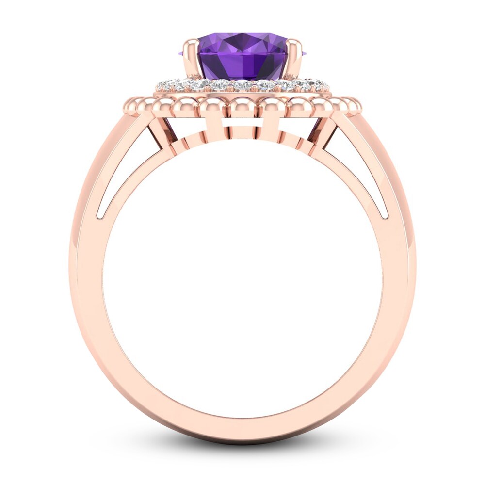 Natural Amethyst Ring 1/6 ct tw Diamonds 14K Rose Gold TSqTKGKf Natural Amethyst Ring 1/6 ct tw Diamonds 14K Rose Gold TSqTKGKf
