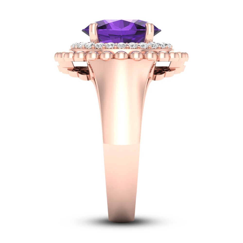 Natural Amethyst Ring 1/6 ct tw Diamonds 14K Rose Gold TSqTKGKf Natural Amethyst Ring 1/6 ct tw Diamonds 14K Rose Gold TSqTKGKf