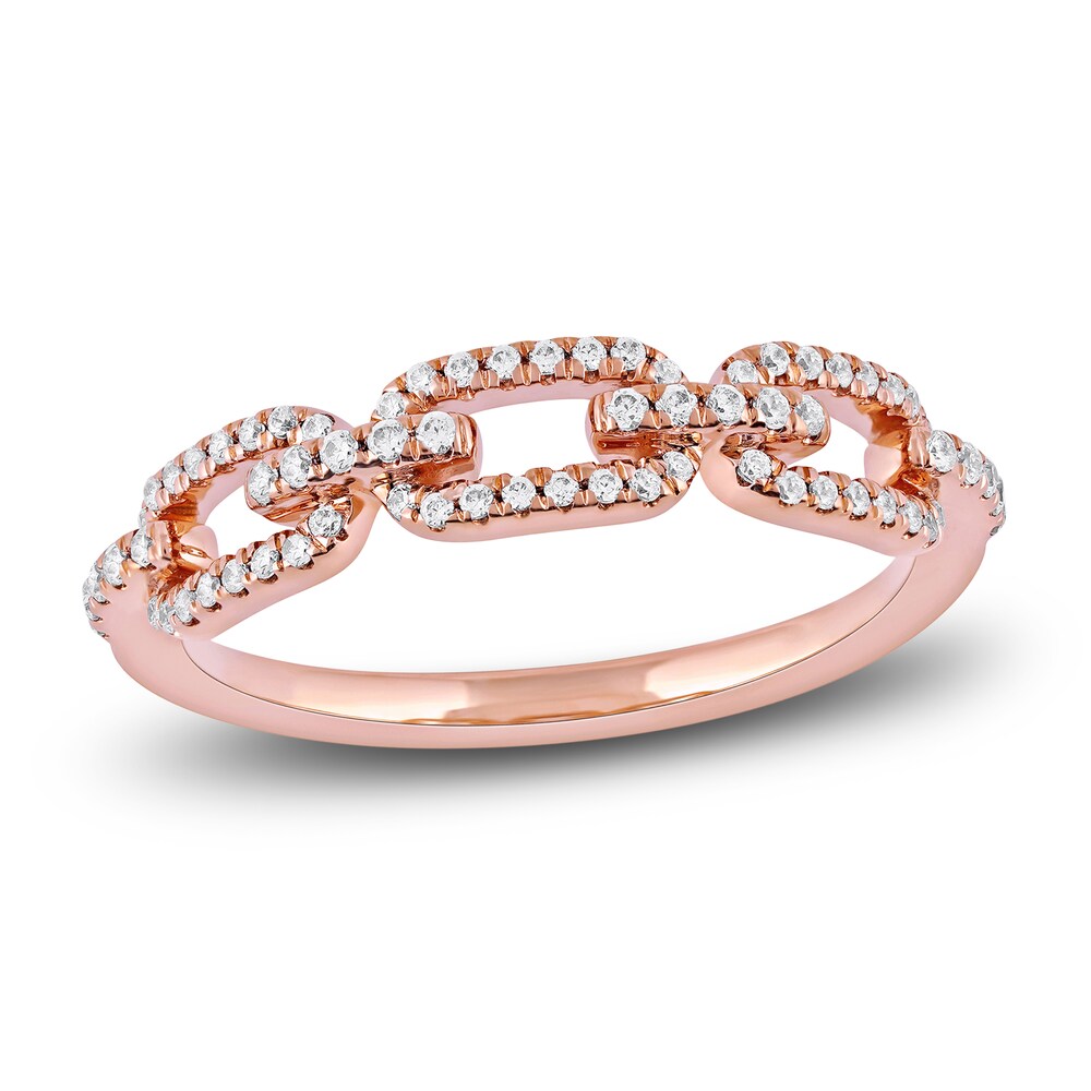 Diamond Oval Link Ring 1/4 ct tw Round 14K Rose Gold TcocV6W8 Diamond Oval Link Ring 1/4 ct tw Round 14K Rose Gold TcocV6W8