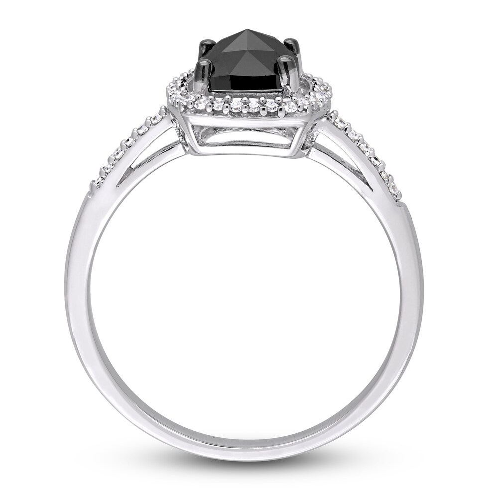 Black & White Diamond Halo Engagement Ring 1 ct tw Cushion/Round 14K White Gold TcroRTw5 Black & White Diamond Halo Engagement Ring 1 ct tw Cushion/Round 14K White Gold TcroRTw5