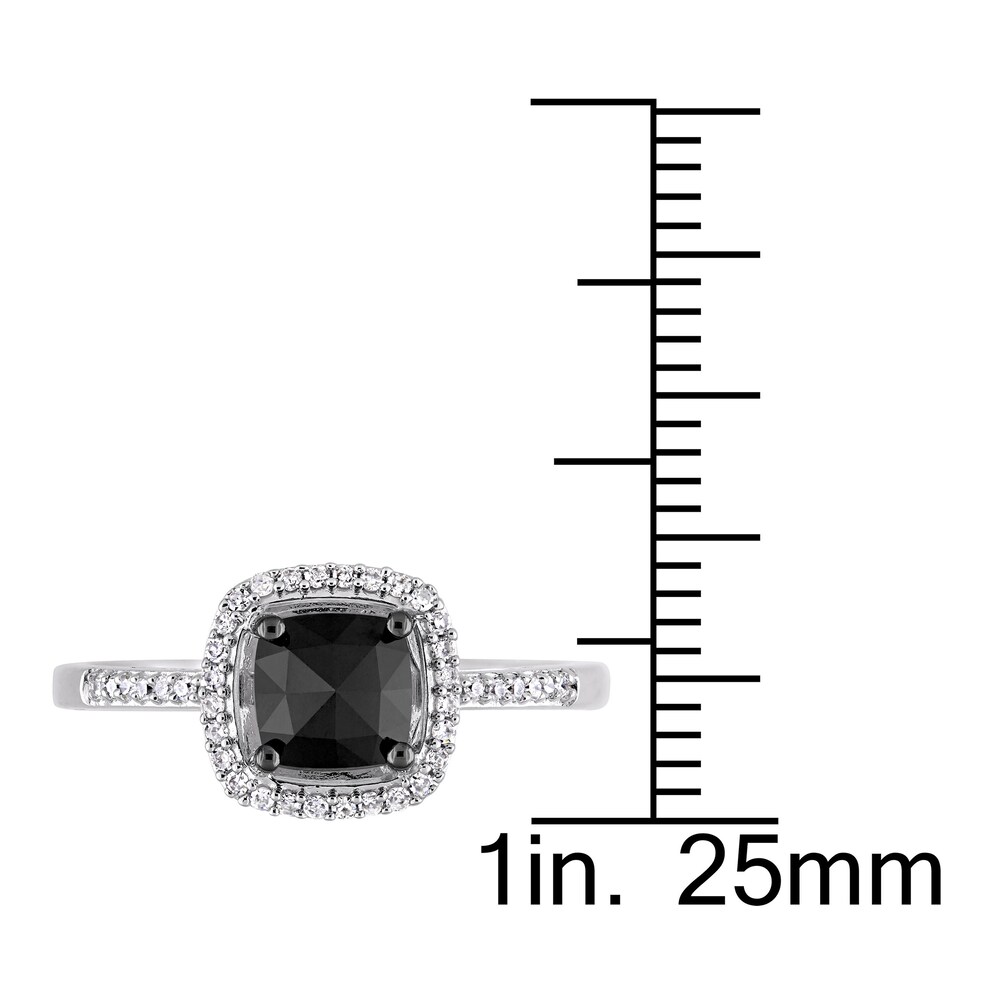 Black & White Diamond Halo Engagement Ring 1 ct tw Cushion/Round 14K White Gold TcroRTw5 Black & White Diamond Halo Engagement Ring 1 ct tw Cushion/Round 14K White Gold TcroRTw5
