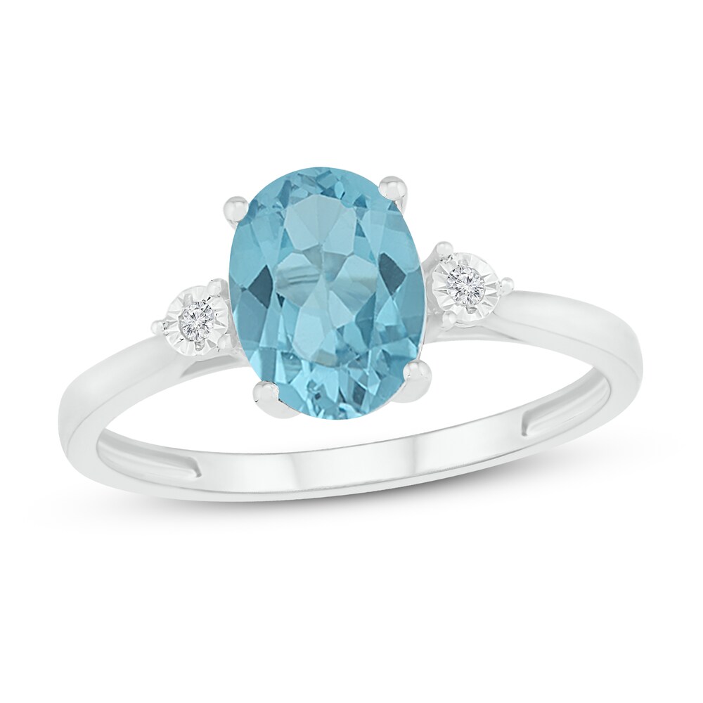 Natural Aquamarine Ring Diamond Accents Sterling Silver TjH3VuCe Natural Aquamarine Ring Diamond Accents Sterling Silver TjH3VuCe