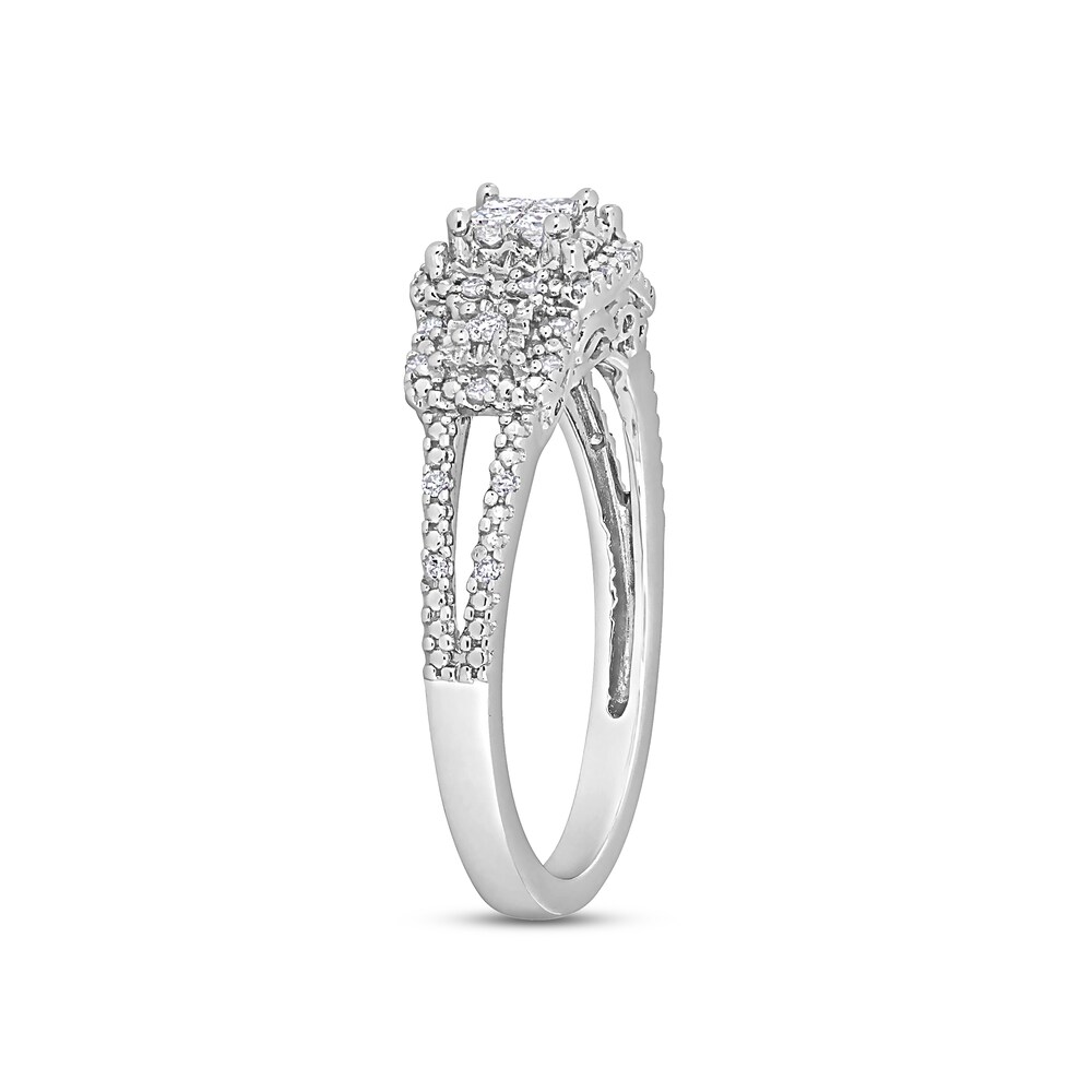Diamond Ring 1/6 ct tw Princess/Round Sterling Silver TlaGSfaa Diamond Ring 1/6 ct tw Princess/Round Sterling Silver TlaGSfaa