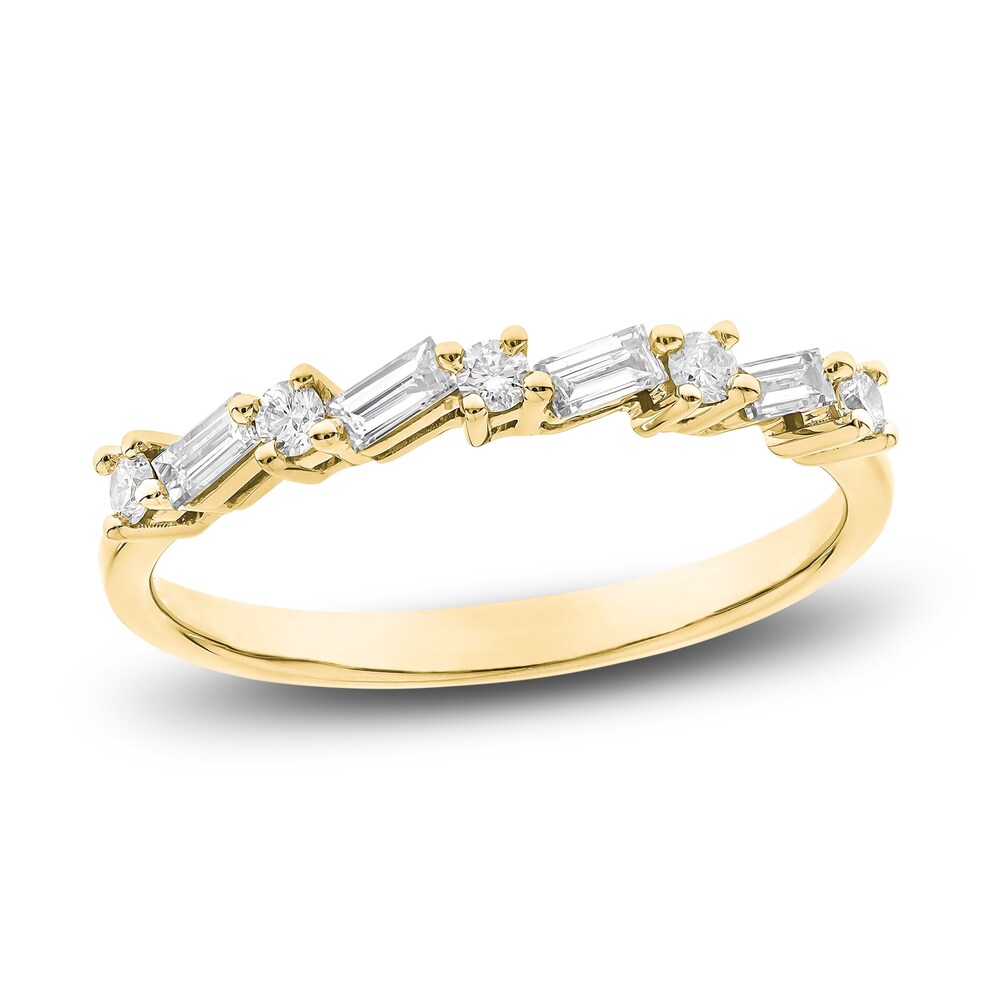 Diamond Ring 1/3 ct tw Round/Baguette 14K Yellow Gold TpS545oG