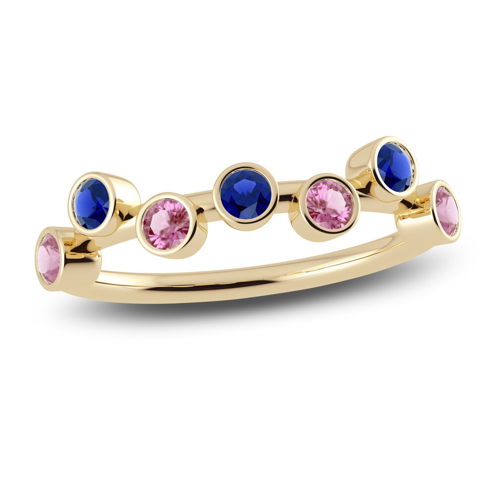 Juliette Maison Natural Blue Sapphire & Natural Pink Tourmaline Ring 10K Yellow Gold U7ODZH82 Juliette Maison Natural Blue Sapphire & Natural Pink Tourmaline Ring 10K Yellow Gold U7ODZH82