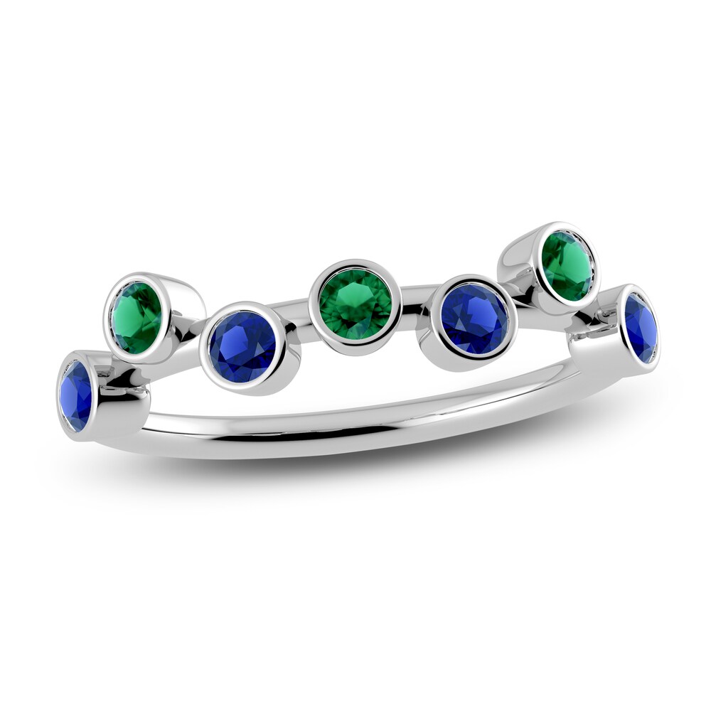 Juliette Maison Natural Blue Sapphire & Natural Emerald Ring 10K White Gold UEjiTOA3 Juliette Maison Natural Blue Sapphire & Natural Emerald Ring 10K White Gold UEjiTOA3