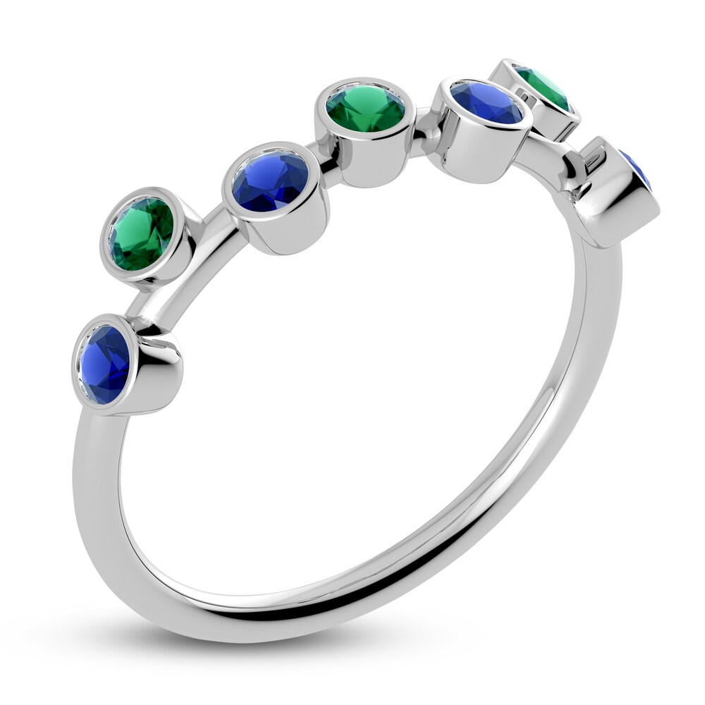 Juliette Maison Natural Blue Sapphire & Natural Emerald Ring 10K White Gold UEjiTOA3 Juliette Maison Natural Blue Sapphire & Natural Emerald Ring 10K White Gold UEjiTOA3