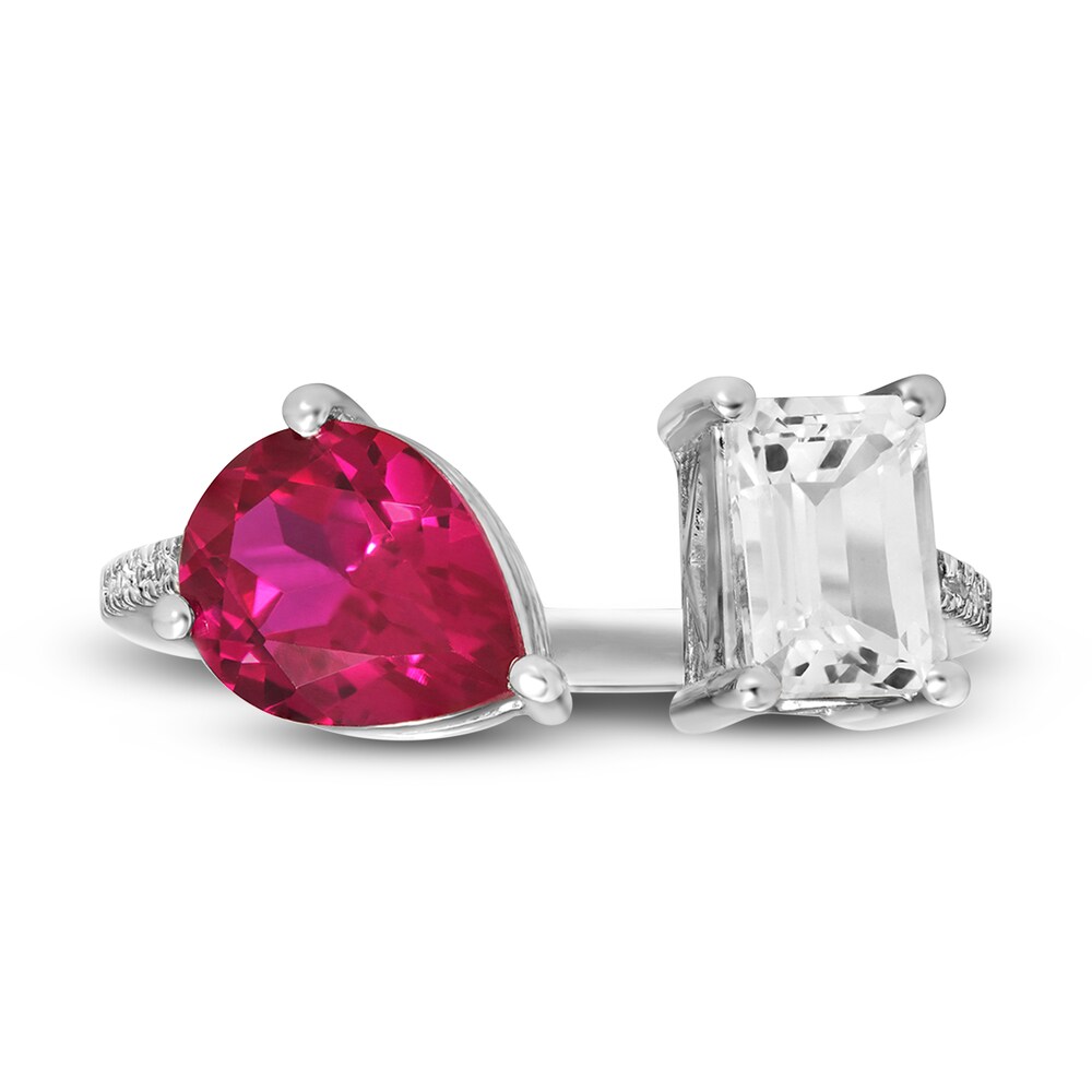 Lab-Created Ruby & Lab-Created White Sapphire Ring 10K White Gold UFBYoVbH Lab-Created Ruby & Lab-Created White Sapphire Ring 10K White Gold UFBYoVbH