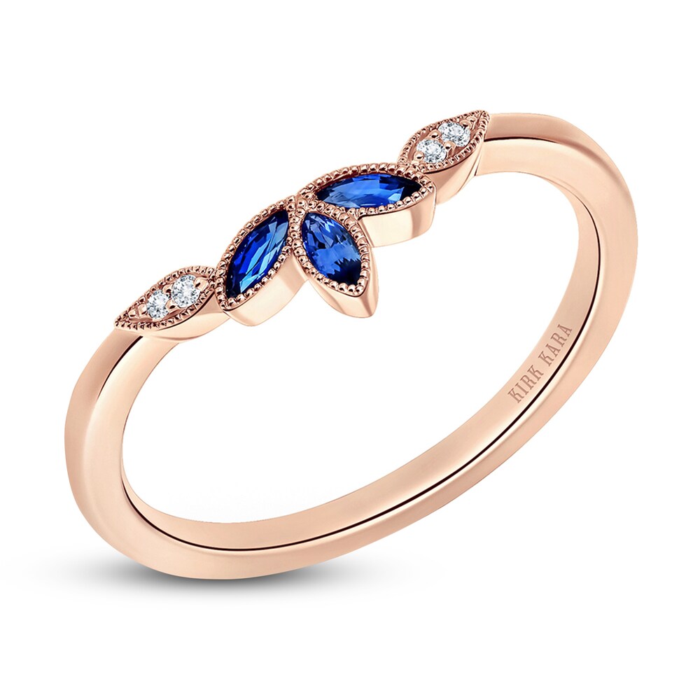 Kirk Kara Natural Blue Sapphire Anniversary Band Diamond Accents 18K Rose Gold UXWm6dJd